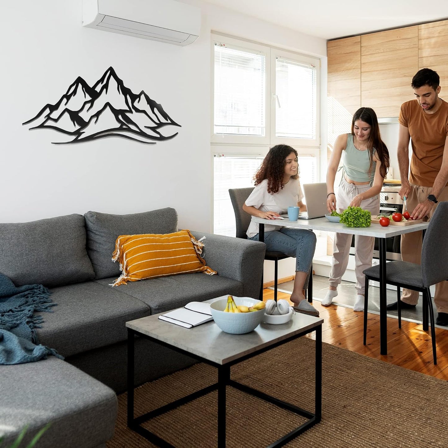 METALPLEX Mountain Range Metal Wall Art - Fade-Resistant and Rust-Free Indoor & Outdoor Aluminum Composite Wall Decor - Home Decor Wall Art For Living Room and Bedroom Decorations - Black (20" x 10")