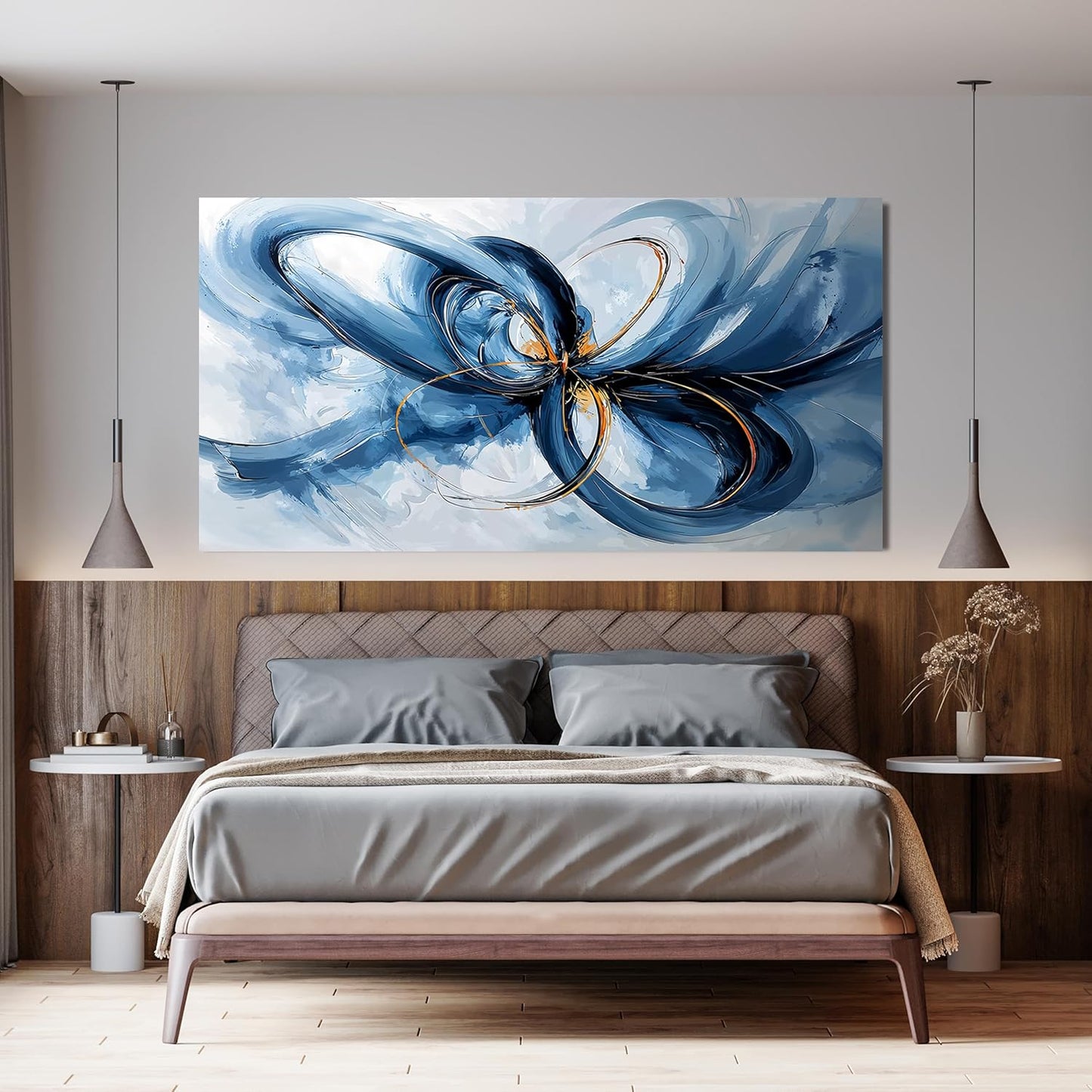 Canvas Wall Art Decor Modern Large Wall Art For Living Room Blue Abstract Wall Art Abstract Art Wall Decor Modern Large Artwork for Walls Canvas Prints Art Work For Home Office Wall Decor 29" X 58"