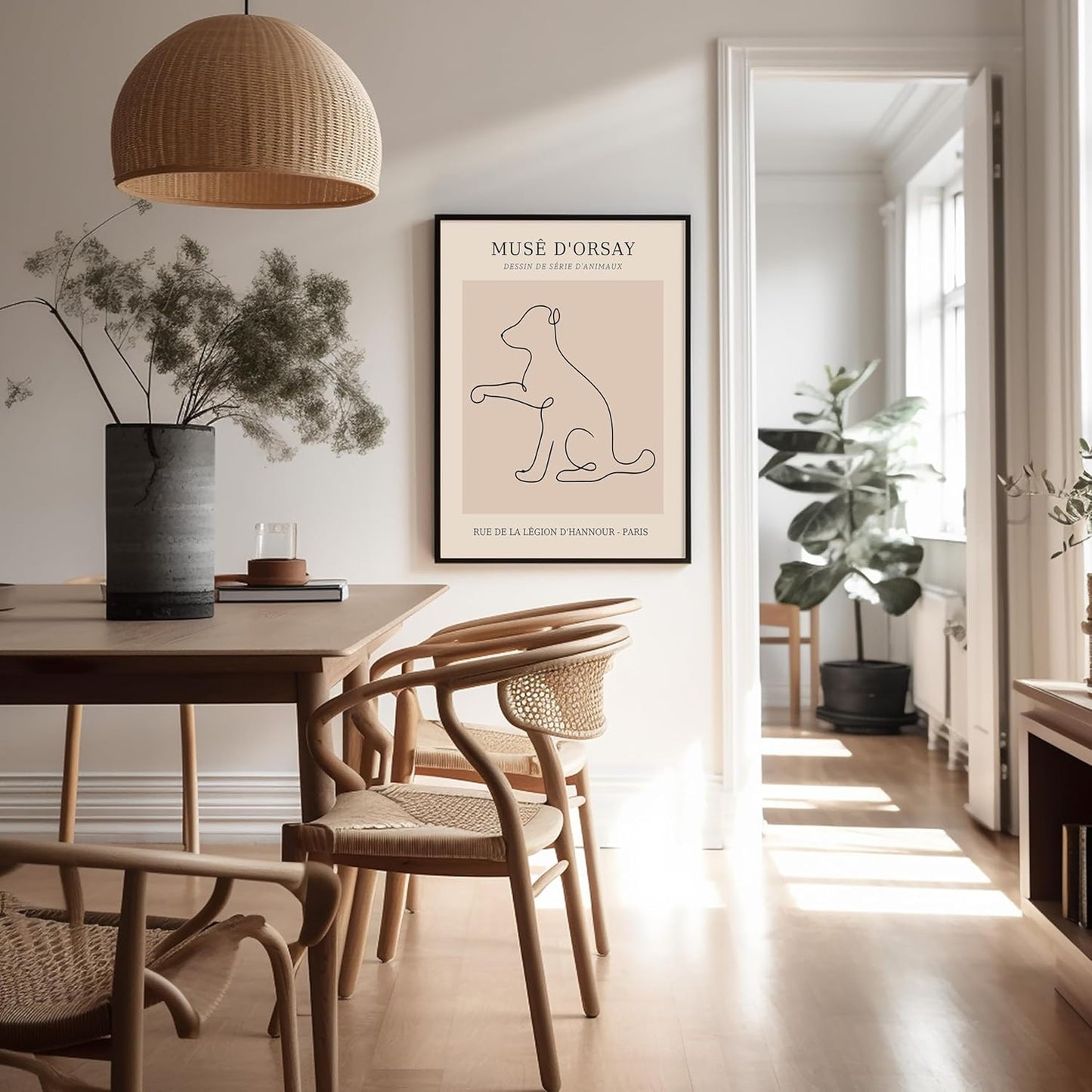 Poster Master Vintage Poster - Retro One Line Dog Drawing Print - Dog Art - Minimal Gift for Men, Women, Animal Lover - Abstract Wall Decor for Home, Office, Bedroom, 24x32 Unframed Wall Art