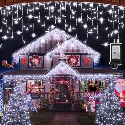 666 LED 66FT Christmas Lights with 148 Drops, 12 Modes Dimmable Cool White Outdoor Hanging Lights with Timer Memory, Waterproof Curtain Lights for Home Bedroom Indoor Tree Window Roof Fence Wedding