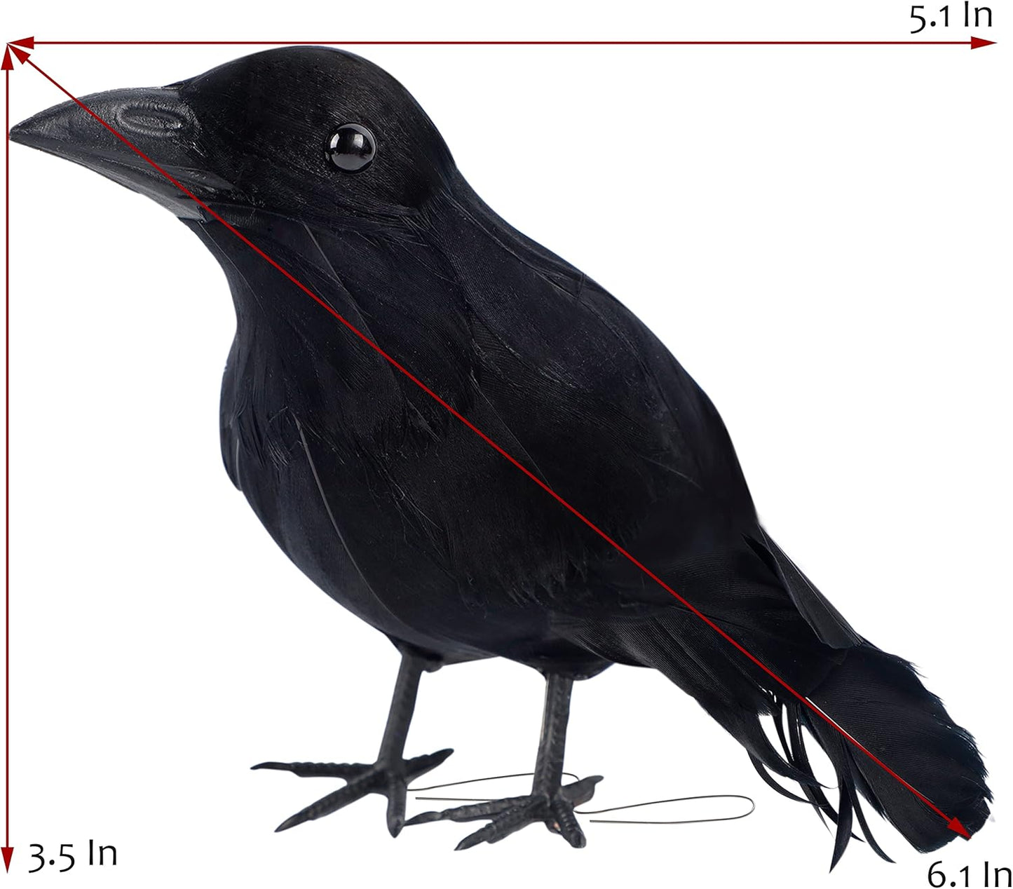 ATDAWN 12 Pack Halloween Black Feathered Crows, Realistic Looking Halloween Birds Decoration