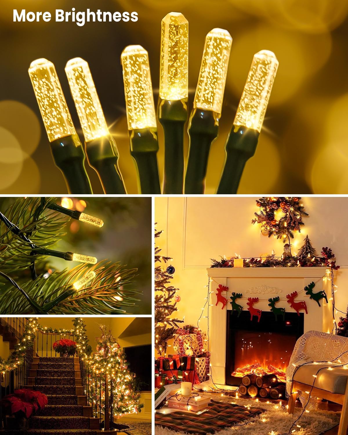 315FT 800 LED Christmas Tree Lights,String Lights Green Wire with 8 Modes, Timer and Memory, Plug in Outdoor Waterproof Twinkle Lights for Indoor Yard Xmas Holiday, Warm White