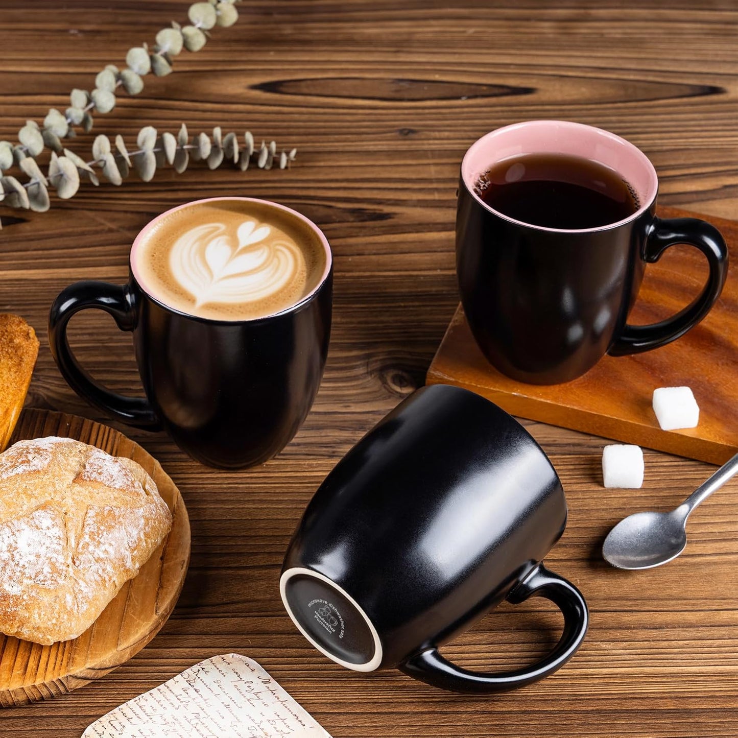 GBHOME 16oz Coffee Mugs Set of 6, Large Ceramic Coffee Mugs for Man, Woman, Dad, Mom, Modern Coffee Mugs Set with handle for Tea/Latte/Cappuccino/Milk/Cocoa. Dishwasher&Microwave Safe,Pink