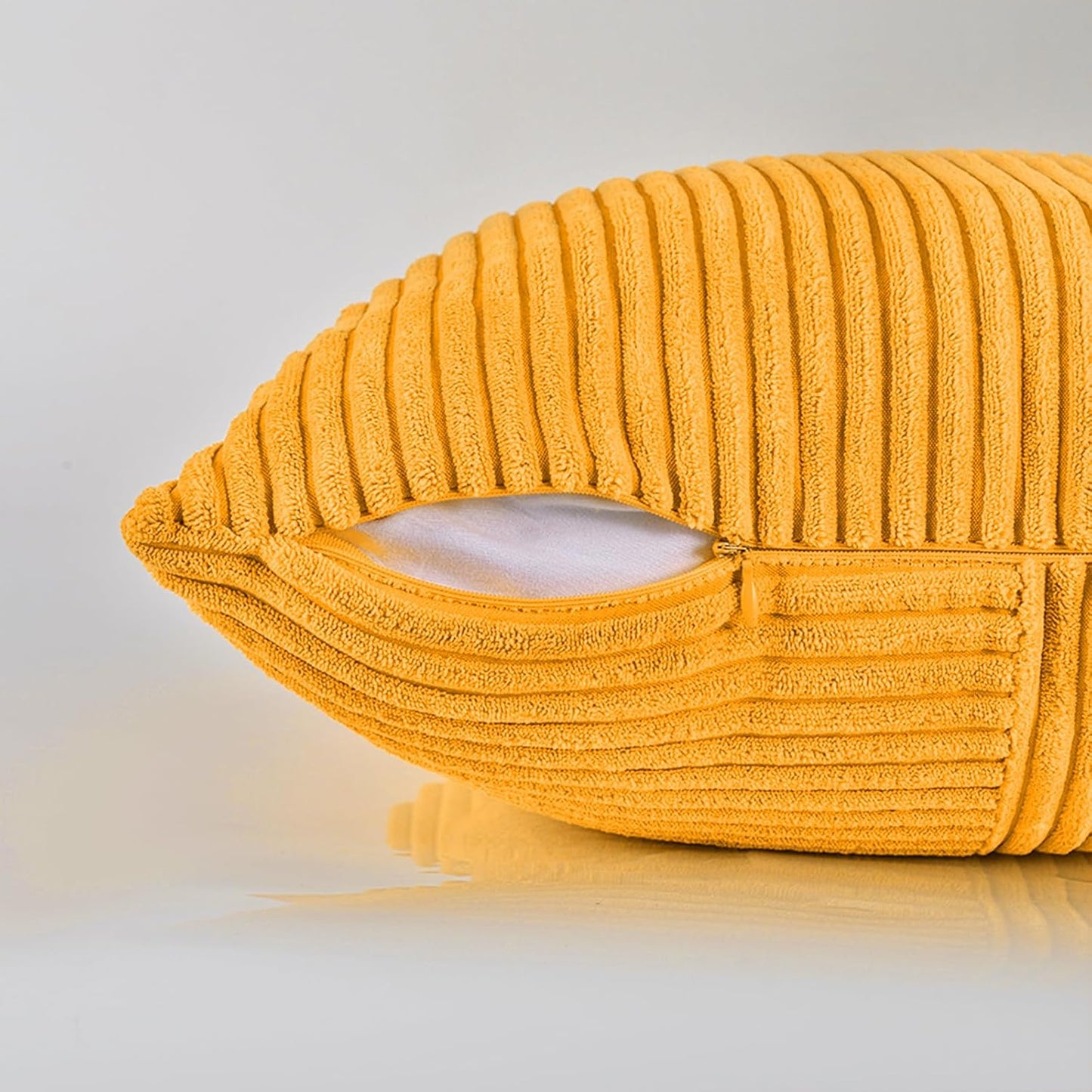 Fancy Homi 2 Packs Gold Yellow Spring Decorative Throw Pillow Covers 16x16 Inch for Couch Bed Sofa, Rustic Farmhouse Boho Home Decor, Soft Corss Patchwork Corduroy Textured Square Cushion Case 40x40cm