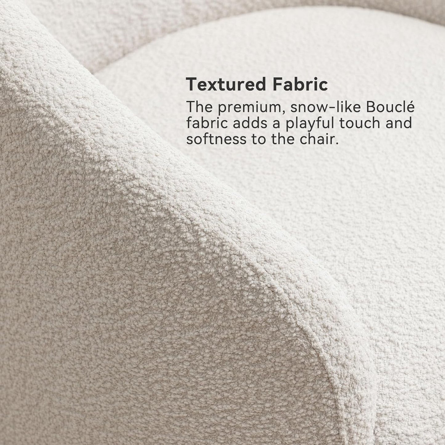 KINWELL 32" Wide Modern Boucle Swivel Barrel Chair, No Assembly Round Upholstered Swivel Accent Armchair for Living Room, Bedroom, Office (White)