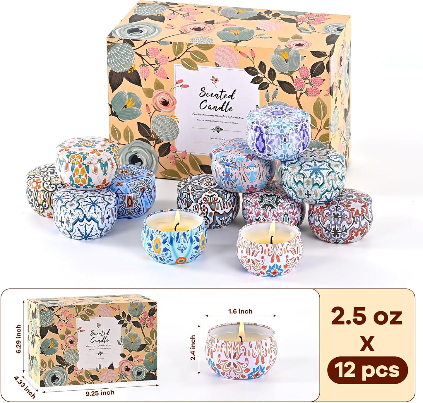 Scented Candles Gift Set, Candles for Home Scented 12 Pack, 300 Hours Long Lasting Soy Wax Aromatherapy Candle Set, Friends Moving Away, Birthday, Retirement Gifts for Women with Gift Box