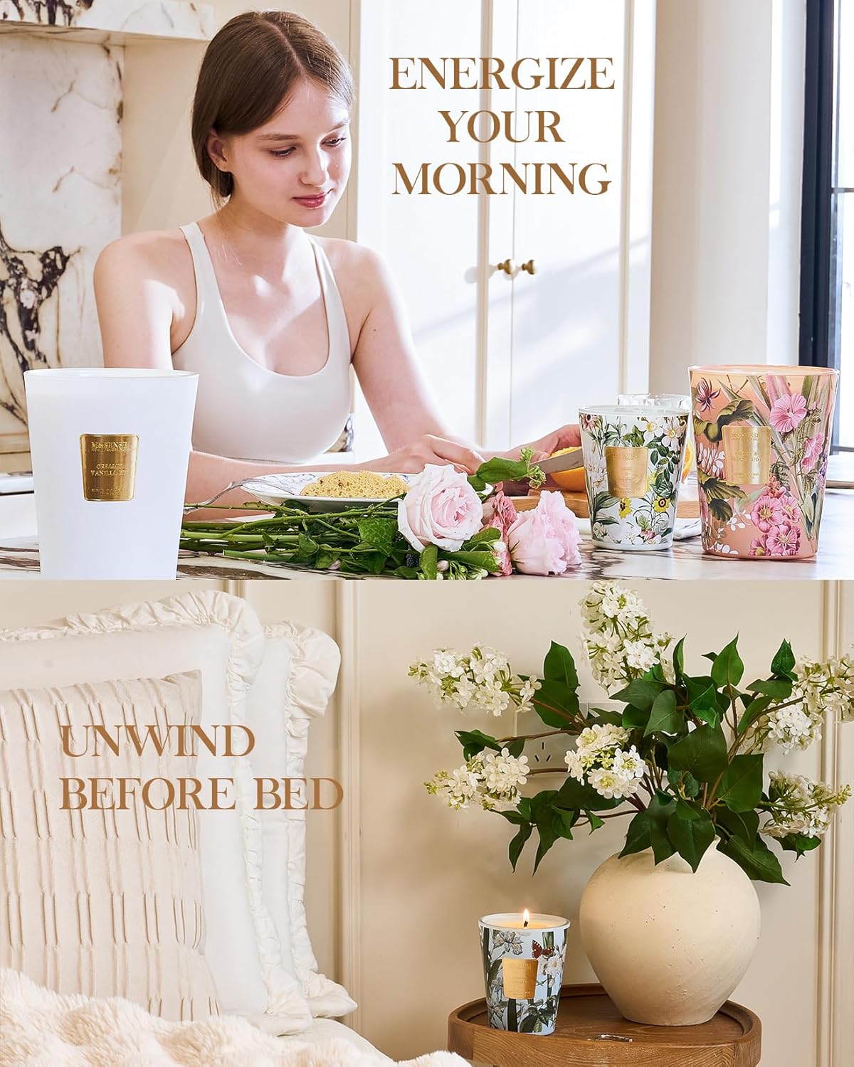 M&SENSE Ocean Escape Scented Natural Soy Wax Candle, 14.1oz 60 Hours Long Lasting Slow Burning Candles for Home Decor, Aromatherapy Candle for Stress Relief