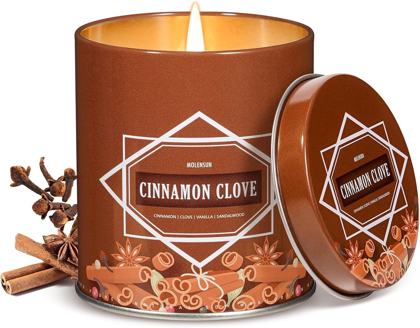 Cinnamon Clove Fall Scented Candle – 9 oz Soy Wax in Travel-Friendly Reusable Tin, Non-Toxic & Clean Burning, 50-Hour Burn – Cozy Autumn Fragrance, Holiday Gift & Fall Decor for Women & Men