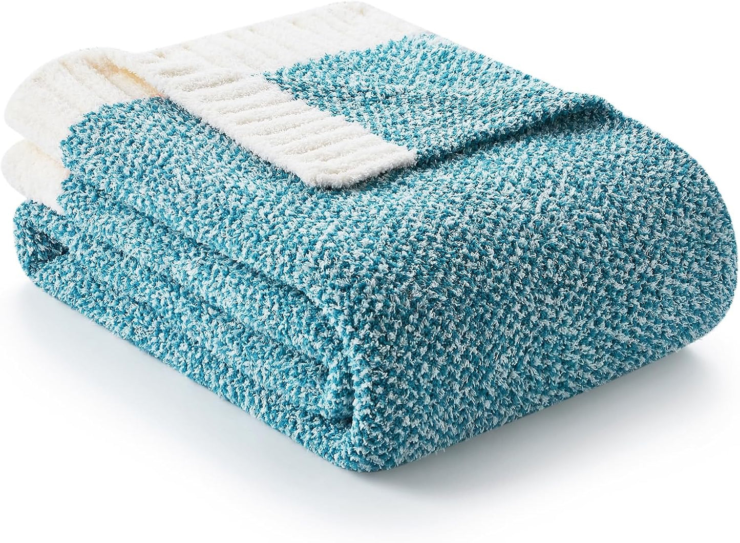 Snuggle Sac Teal Throw Blankets for Couch, Super Soft Warm Blankets Cozy Knit Fuzzy Plush Lightweight Throws for Sofa, Bed, Living Room, Heather Teal, 50x60 inches