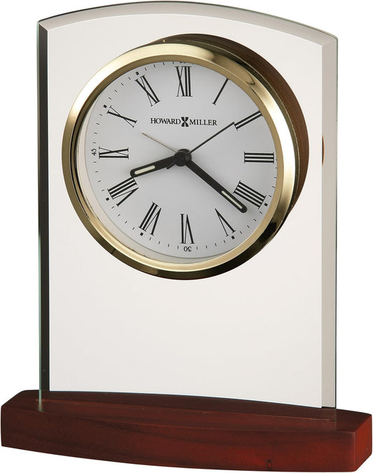 Howard Miller Marcus Tabletop Clock – Decorative Tabletop Clock with Modern Alarm & Quartz Movement, Silent Ticking, Wooden Base & Roman Numeral Design for Home, Office, Kitchen & Table Decor