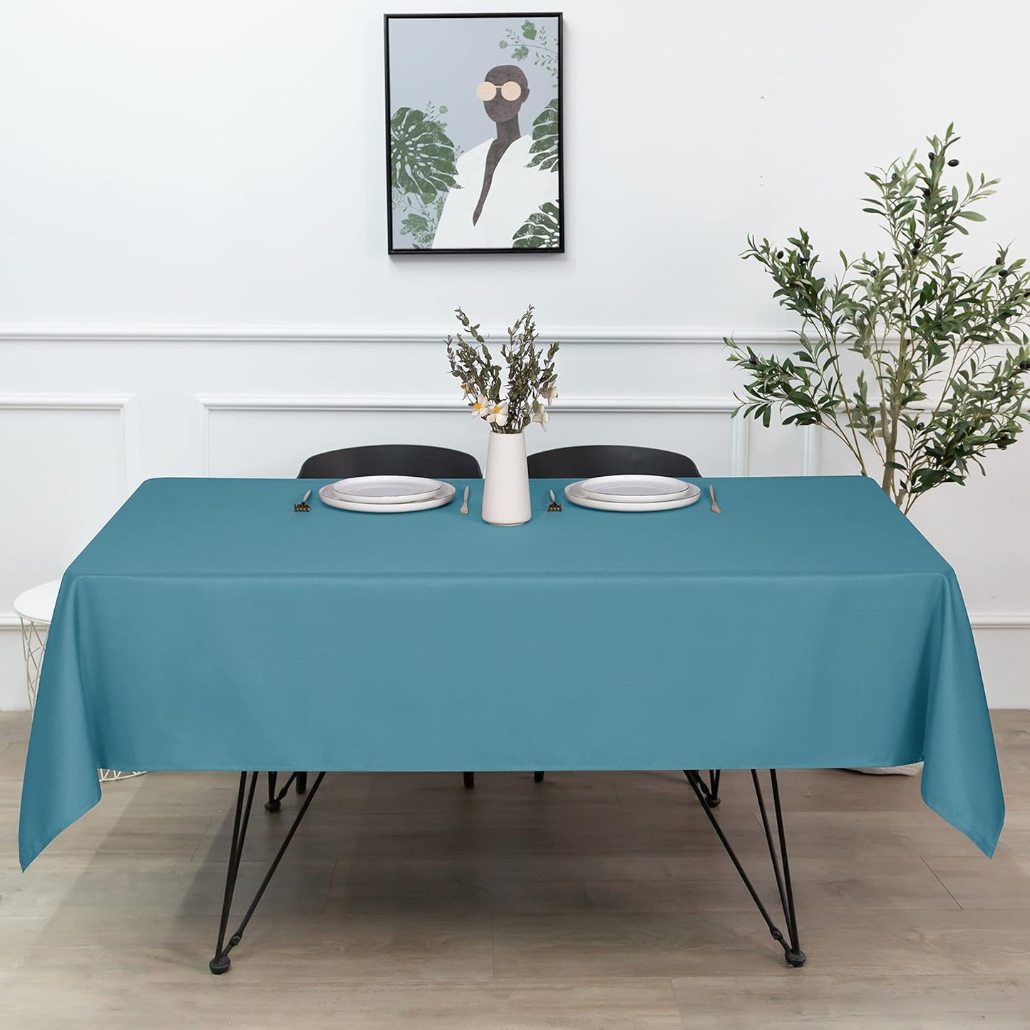 Sancua Rectangle Tablecloth - 90 x 132 Inch - Stain and Wrinkle Resistant Washable Polyester Table Cloth, Teal