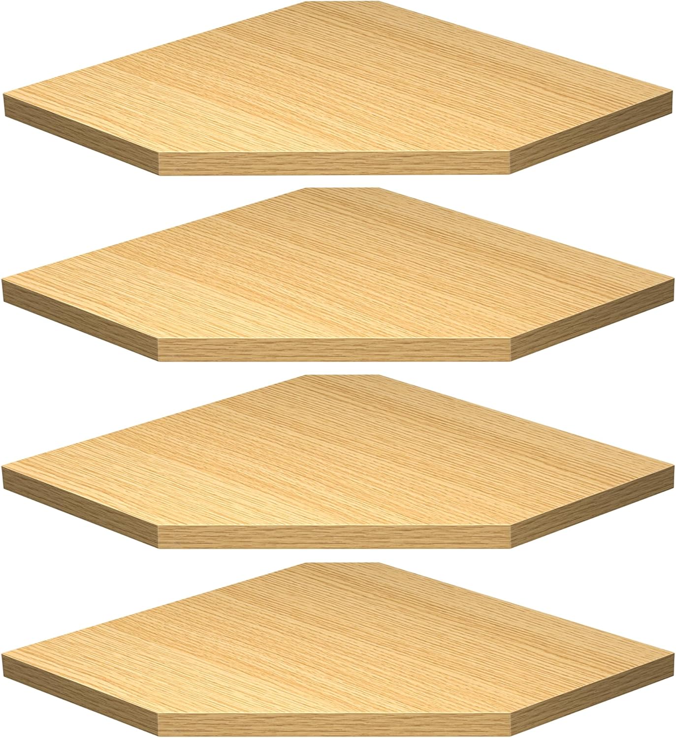 Corner Shelf Wall Mount, Corner Floating Shelves, Set of 4 Corner Wall Shelf Organizer, Rustic Wood Wall Storage Display Shelves for Living Room Bedroom Bathroom Kitchen, Oak