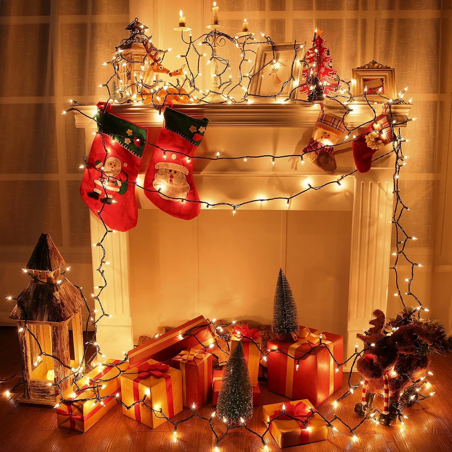 Toodour Clear Christmas Lights, 75ft 300 Count Incandescent Indoor Outdoor String Lights, UL Certified Connectable Green Wire Mini Bulb Light for Home, Party, New Year, Xmas Tree Decor - Warm White