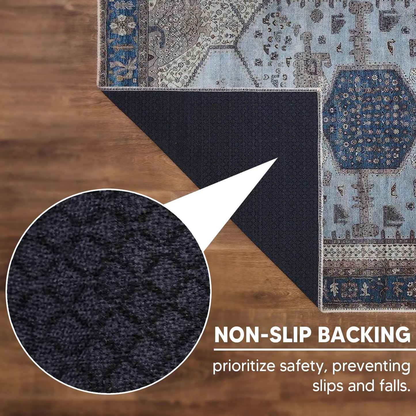 Keen Home Design 2x7 Rug - Machine Washable Runner Rug with Non-Slip Backing, Ideal for Hallway, Entryway, Kitchen, Laundry Room - Vintage, Easy Clean, Durable, Low Pile Rug - (2'6" x 7')