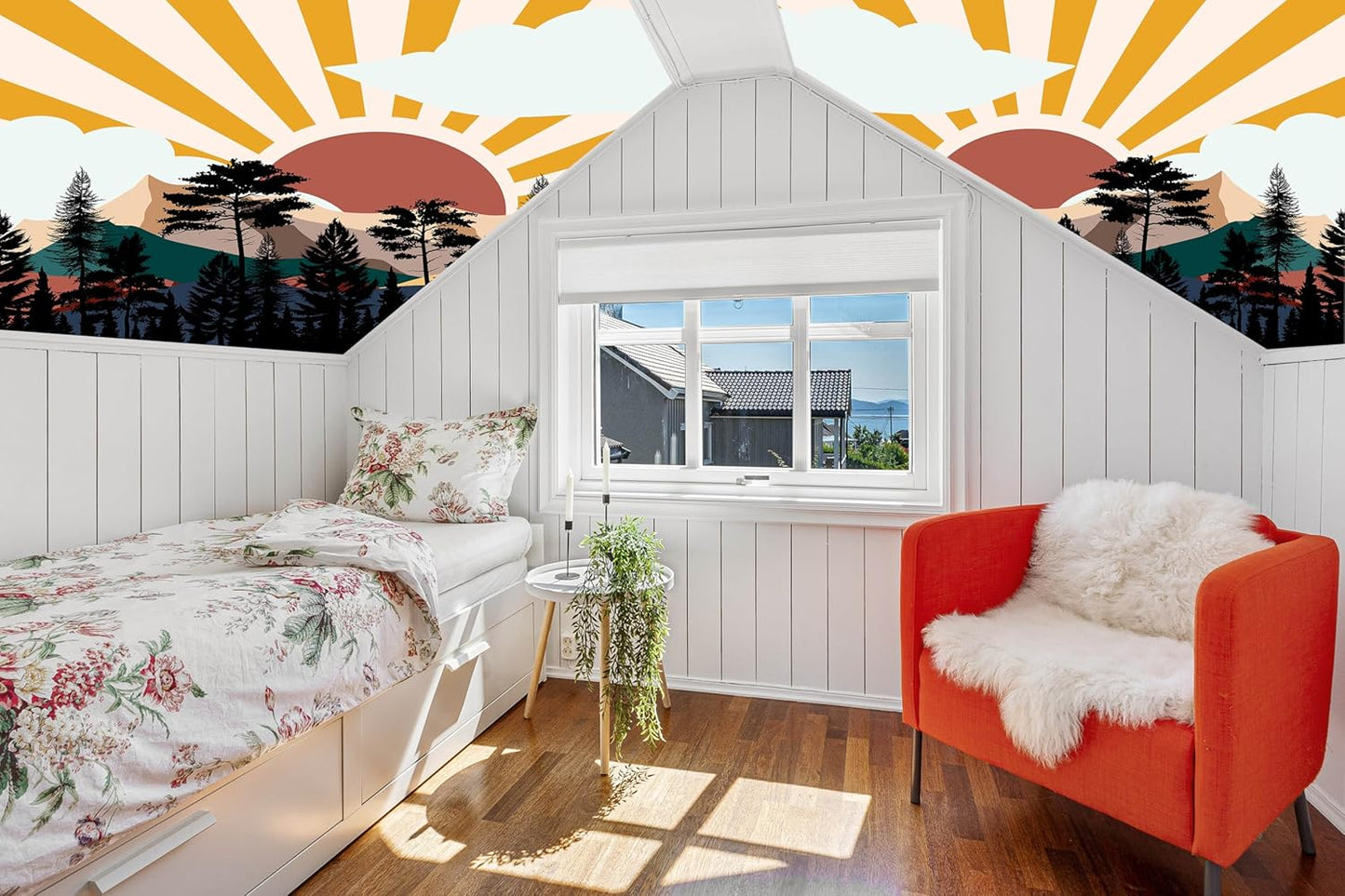 dueeia Boho Sun Tapestry Wall Hanging Abstract Mountain Tree Forest Sunset Sunrise Wall Tapestries for Mens Bedroom Living Room Wall Decor (28.7"x37.4")