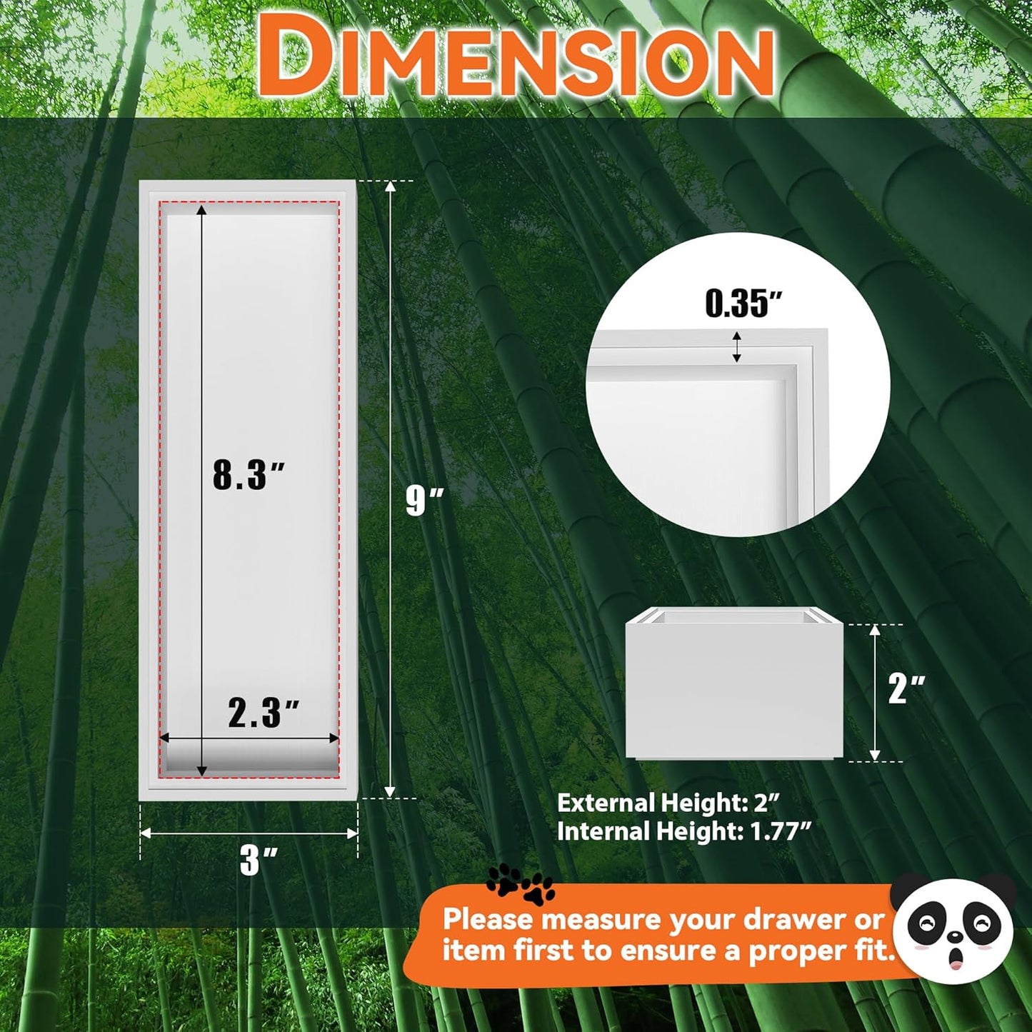 Utensil Organizer Silverware Drawer Organizer - Set of 2, Stackable Kitchen Organization, Bamboo Storage Box Tray for Kitchen Gadgets Bathroom Countertop (White)