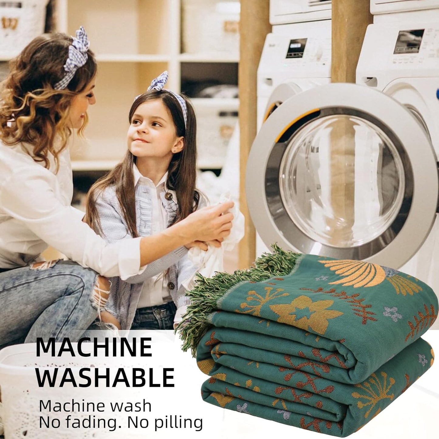 Boho Throw Blanket for Bed - 100% Pure Cotton Ultra Soft Rustic Quilt - Farmhouse Decor Bed Blankets, All Season Rustic Throw for Sofa Couch Chair(60"×80", Bird A)