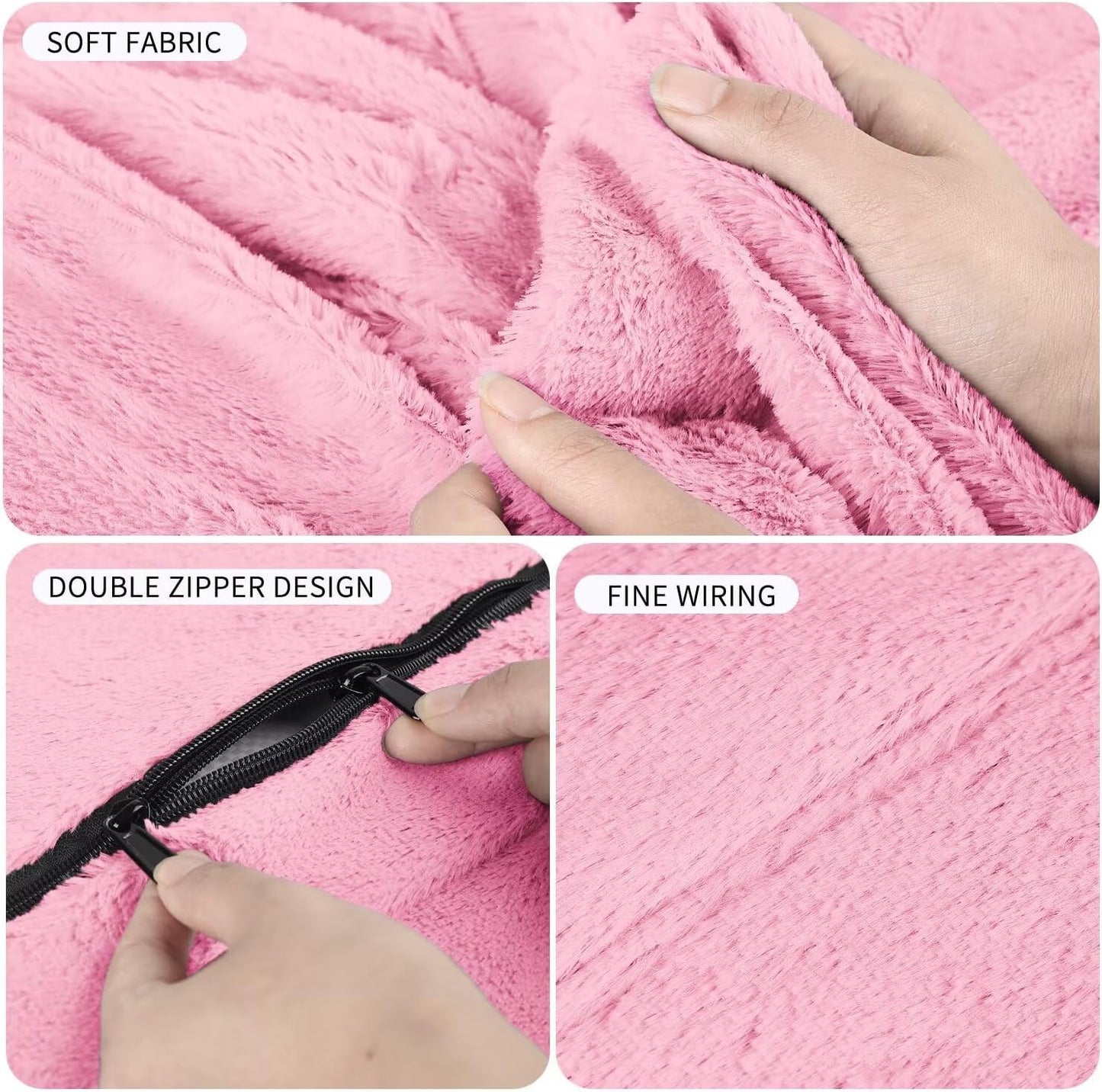 Bean Bag Chair for Adults 5FT,Soft Removable Cover for Teens/Girls Bedroom,Fluffy Giant Round Floor Beanbag Lounger Chairs (No Filler,Pink)