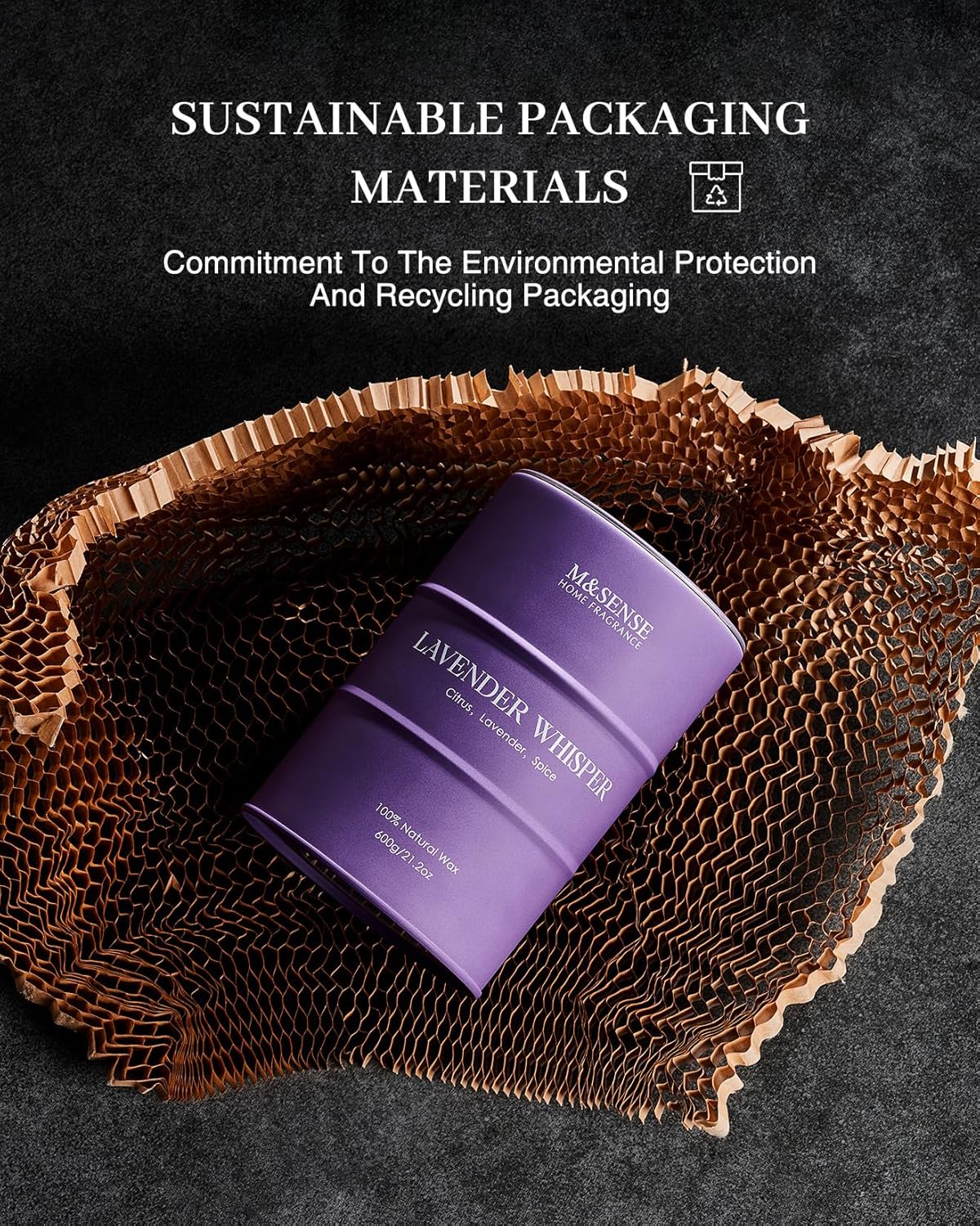 M&SENSE Lilac Blossom Soy Candles for Home Scented, 21.2oz 120 Hour Long Burning Large Aromatherapy Candle for Stress Relief Meditation Yoga Relaxing SPA, Housewarming Gifts for Women