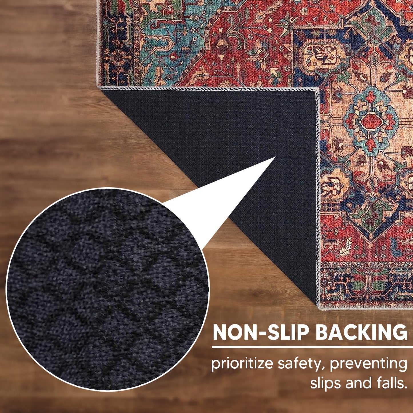 Keen Home Design 3x5 Rug - Machine Washable Entry Rug with Non-Slip Backing, Ideal for Enteryway, Kitchen, Bathroom, Laundry Room - Vintage, Easy Clean, Durable, Low Pile Rug - (3' x 5')