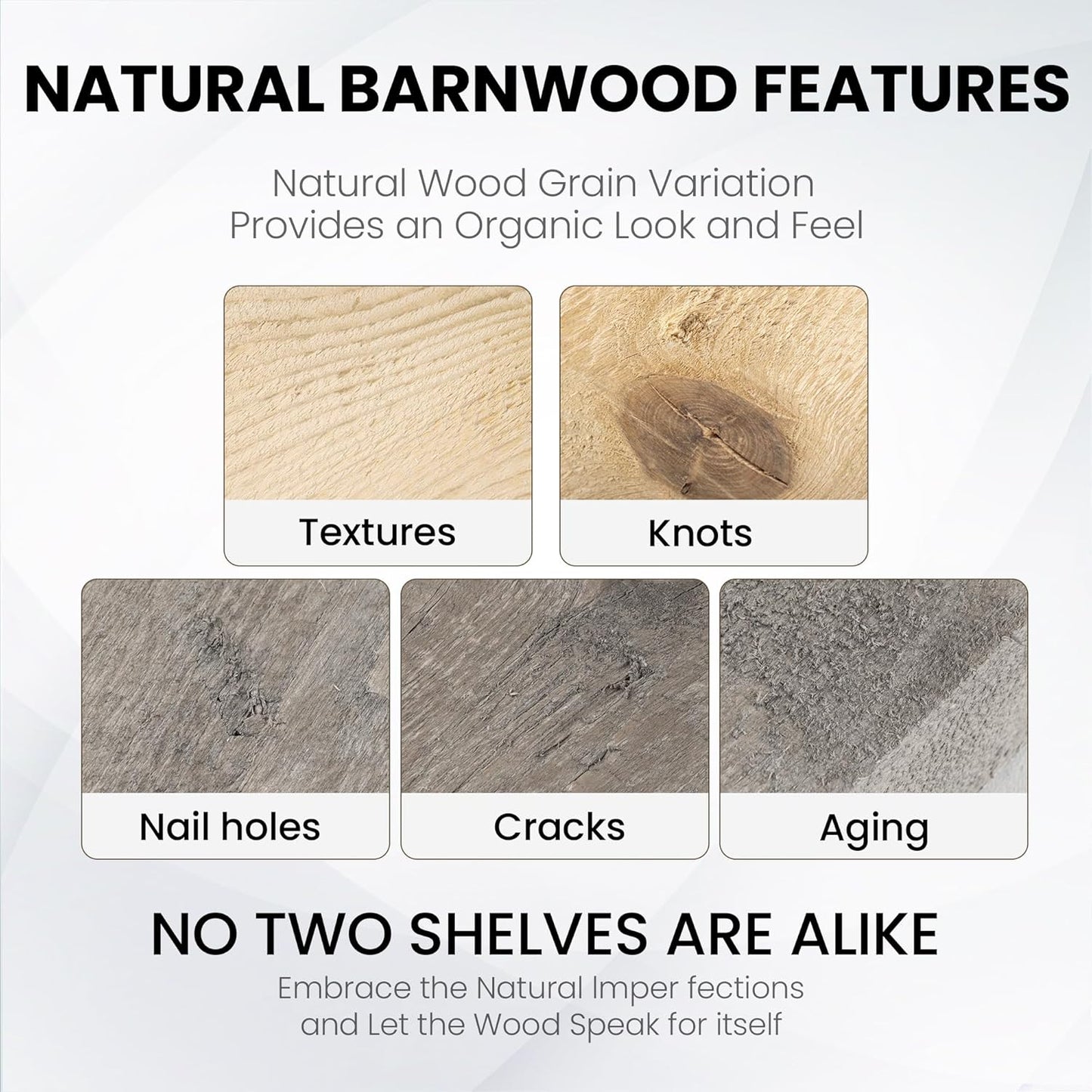 Fun Memories Floating Shelves for Wall Decor, 30"x8" Rustic Reclaimed Wood Shelves, Heavy-Duty Wall Mounted Shelves with Invisible Brackets, Set of 2for Living Room, Bedroom, Kitchen, Natural Finish