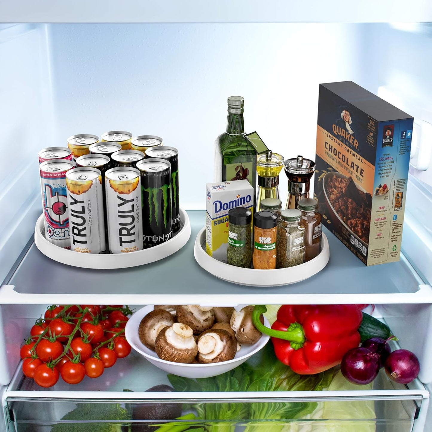 Simple Houseware Lazy Susan Spice Organizer Rotating Tray, 4-Pack (2 Medium 10'', 2 Large 12'')