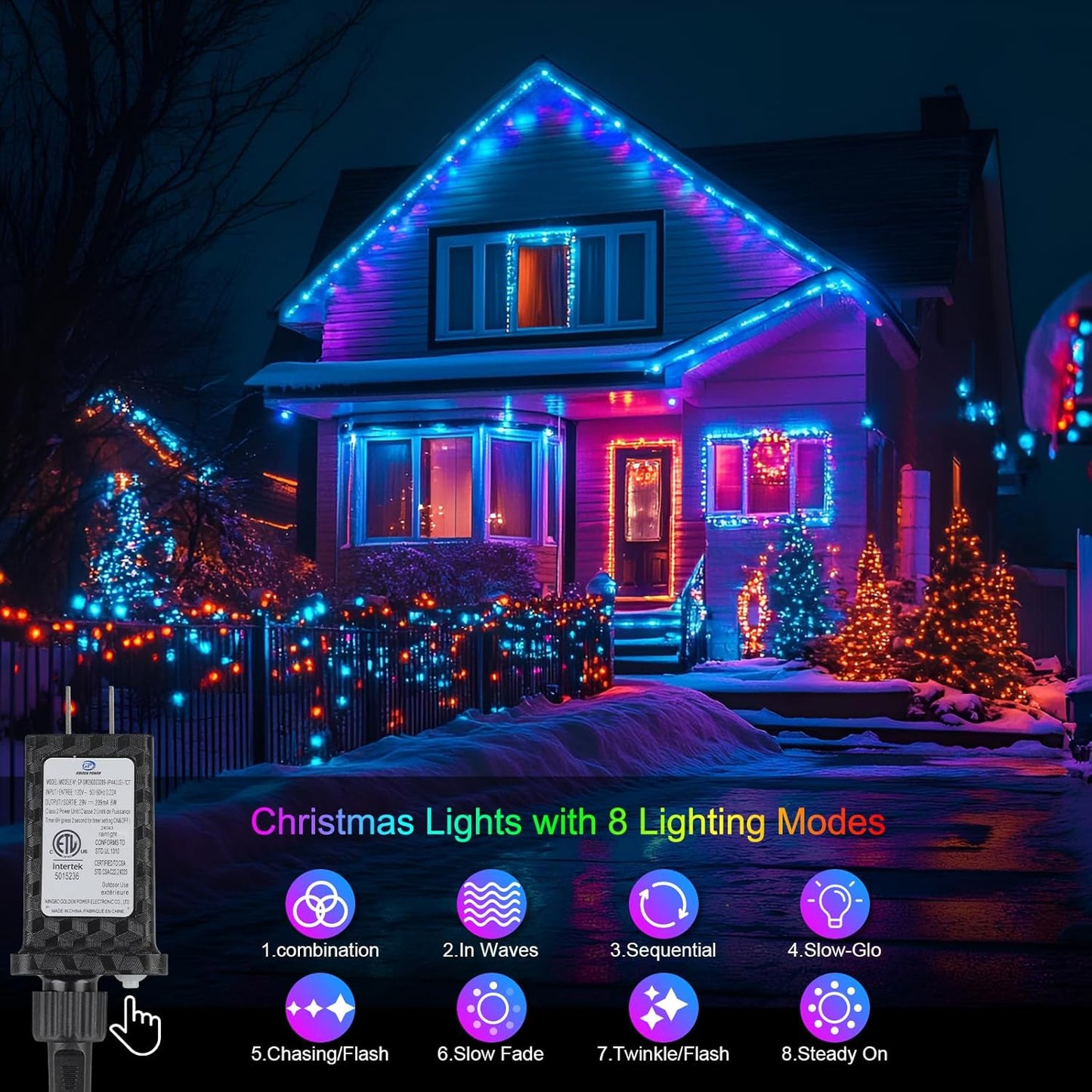 196 FT 600LED Christmas Lights Plug in,Multi Color Waterproof Fairy Lights with Timer/8 Modes, Christmas Tree Lights Lighting Outdoor Indoor Garden Party Wedding Christmas Tree Decoration