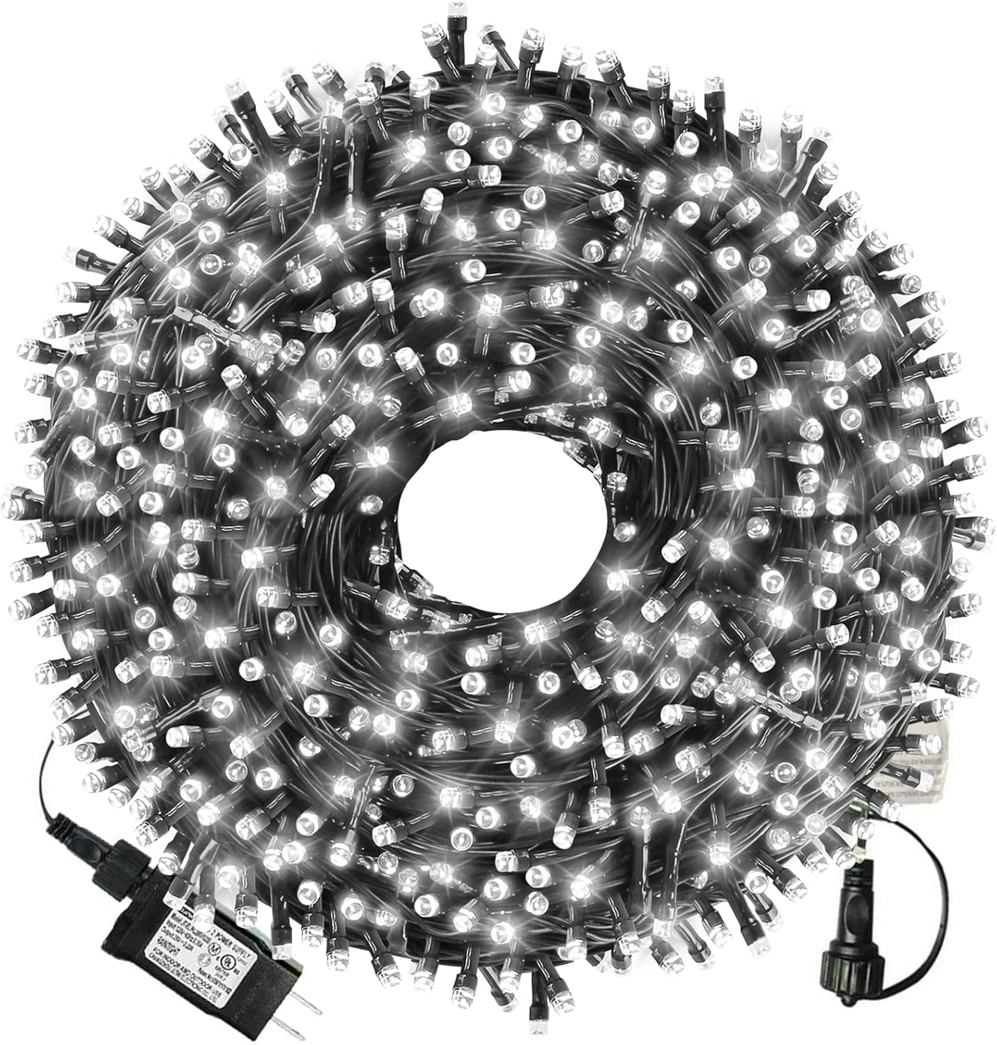 XTF2015 105ft 300 LED Christmas String Lights, End-to-End Plug 8 Modes - UL Certified - Outdoor Indoor Fairy Lights for Christmas Tree, Patio, Garden, Party, Wedding, Holiday (Cool White)