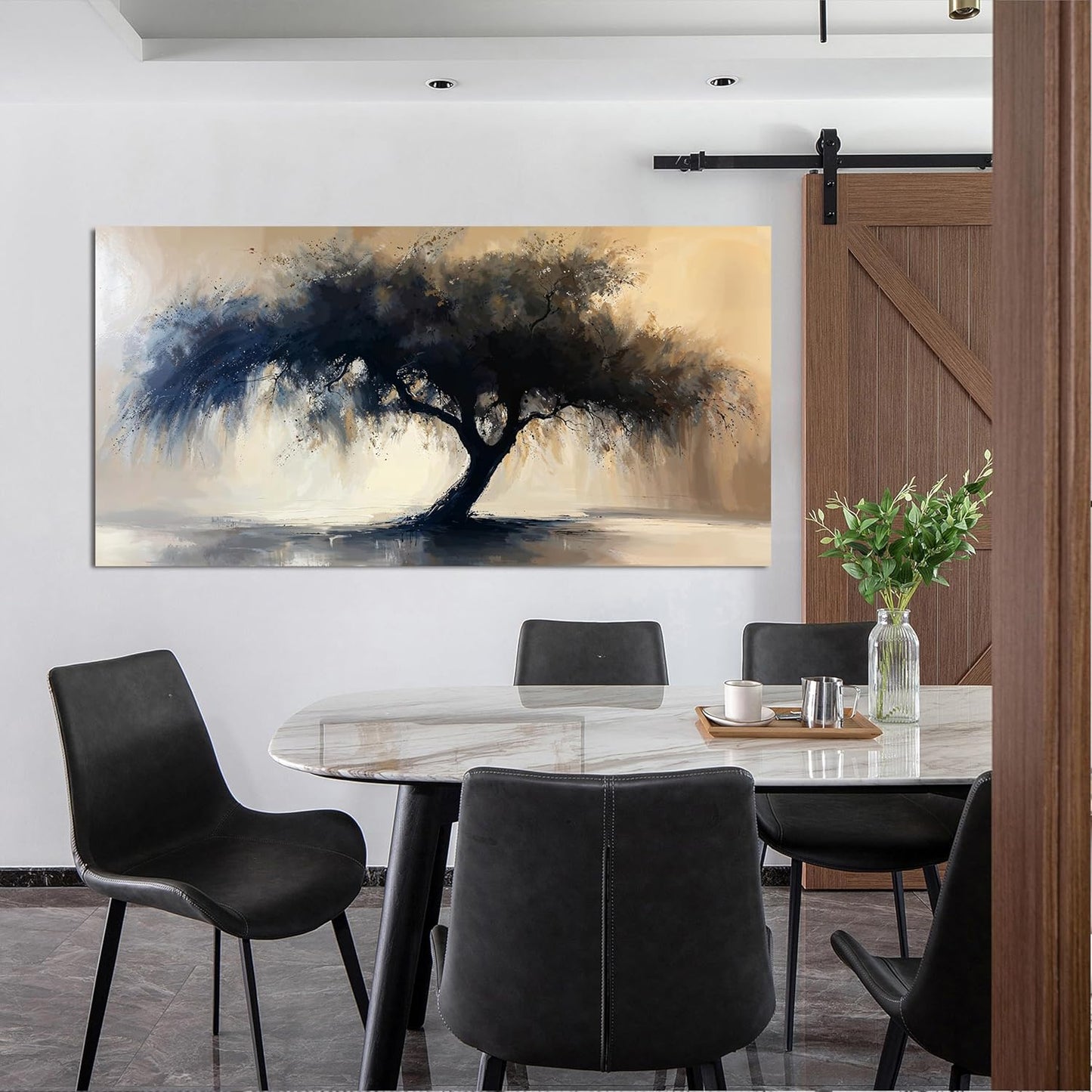 Abstract Wall Art Decor Modern Canvas Art Work For Wall Decorations Living Room Black Tree Of Life Wall Art Black Abstract Minimalist Wall Art Canvas Prints Art Work For Home Office Wall Decor 20" X 40"