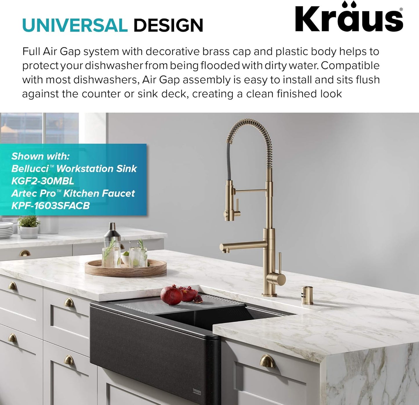 KRAUS Dishwasher Air Gap in Spot Free Antique Champagne Bronze, KAG-2SFACB