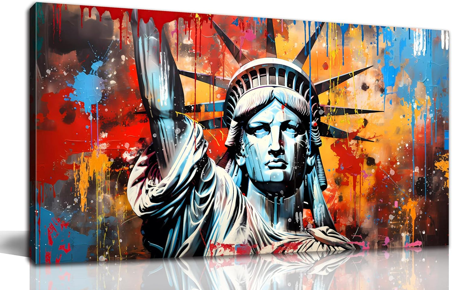 Zoyotago Large Canvas Wall Art Graffiti Picture Statue of Liberty Canvas Prints Ready to Hang for Living Room Bedroom Office Modern Home Decor Size 30x60