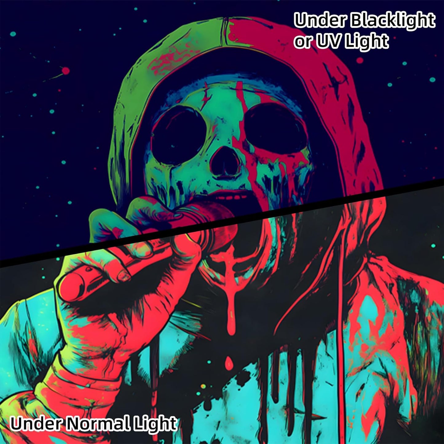 Halloween Tapestry, Blacklight Tapestry for Halloween Party Decor Hanging Tapestries Backdrop Wall Art Poster for Bedroom Dorm 59x51in