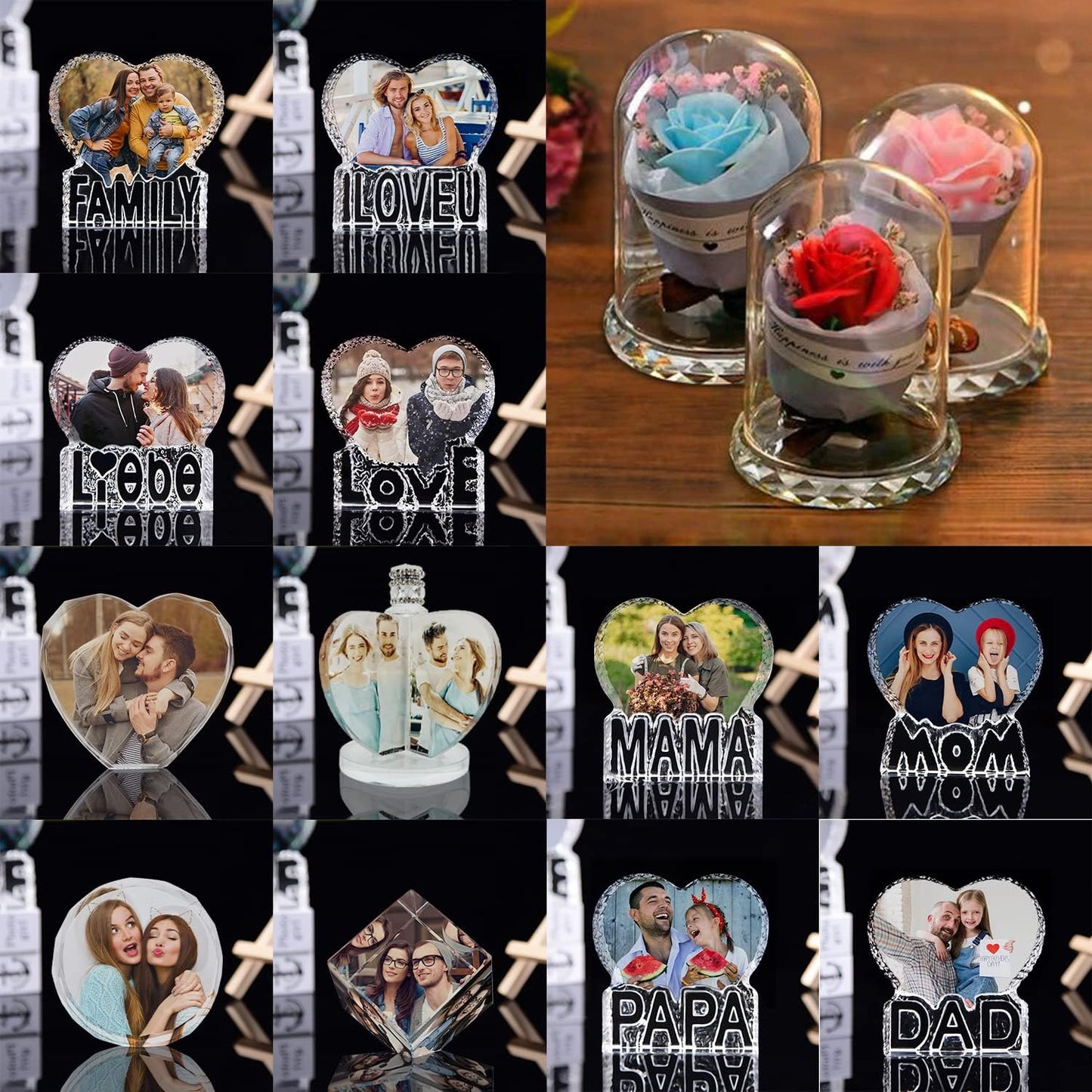 3D Crystal Photo, Valentine's Day Personalized Gift, Lover Photo with Laser Engraving, Color Printing Crystal, Custom Couple Gift - Liebe