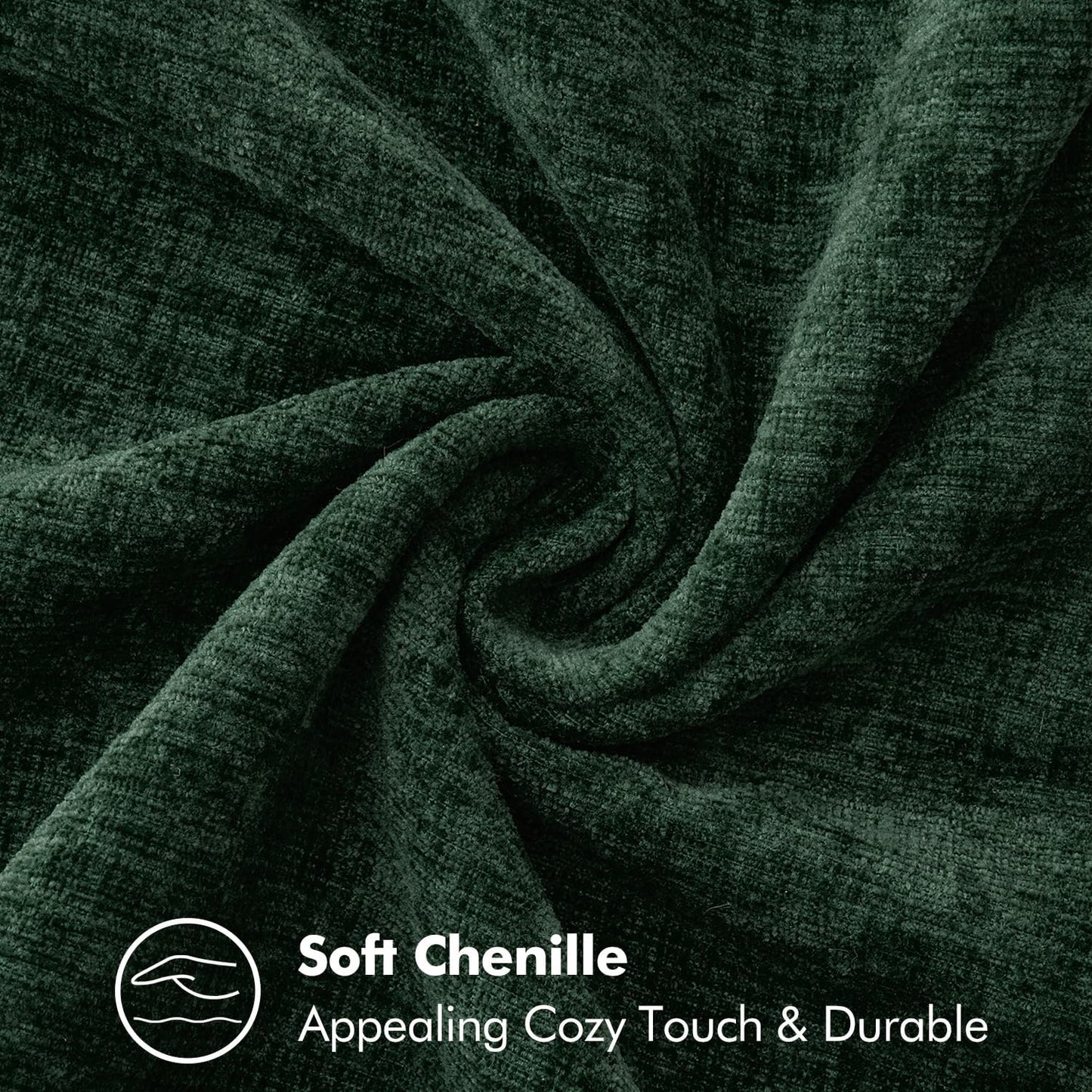 MIULEE Pack of 2 Christmas Pillow Covers 18x18 Inch Dark Green Farmhouse Decorative Throw Pillow Covers with Stitched Edge Soft Chenille Solid Dyed Couch Pillow Covers for Sofa Bed Living Room