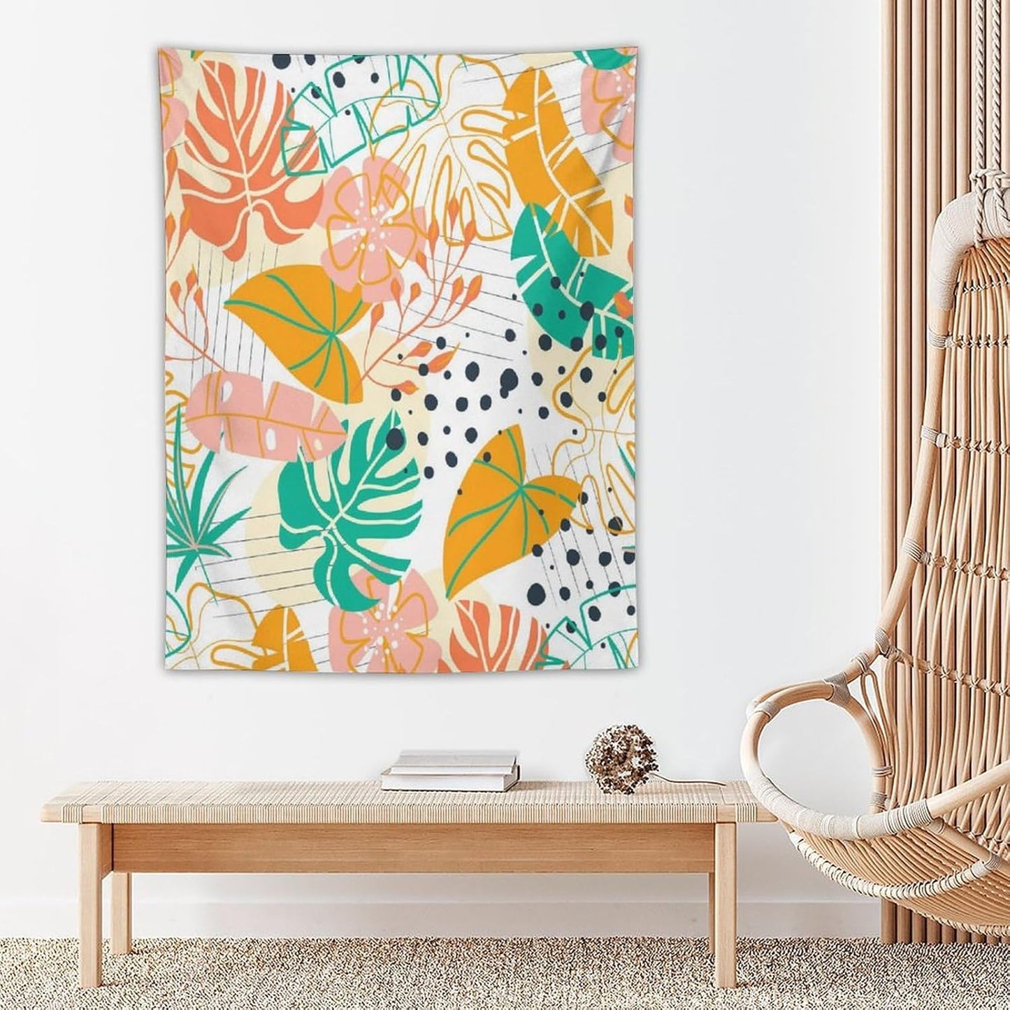 ICMOLYYENLO Tropical Palm Leaves Wall Tapestry, Wall Art for Room Decoration Beautiful Wall Hanging for Bedroom Living Room Dormitory Apartment 50x60 Inch