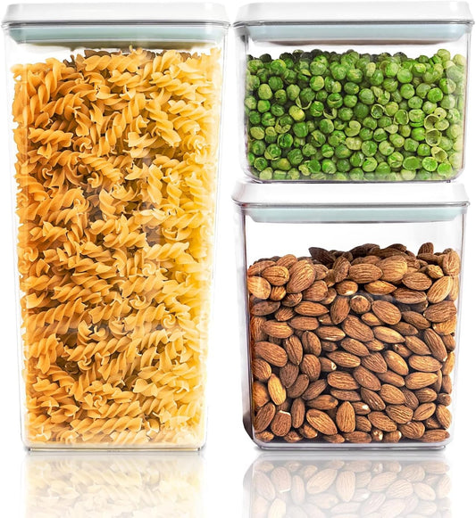 Pop Top Food Storage Containers, Leakproof Pantry Food Storage Containers, Kitchen Storage Containers with Lids Airtight 3-Piece - 3.5Qt/2.1Qt/1.3Qt