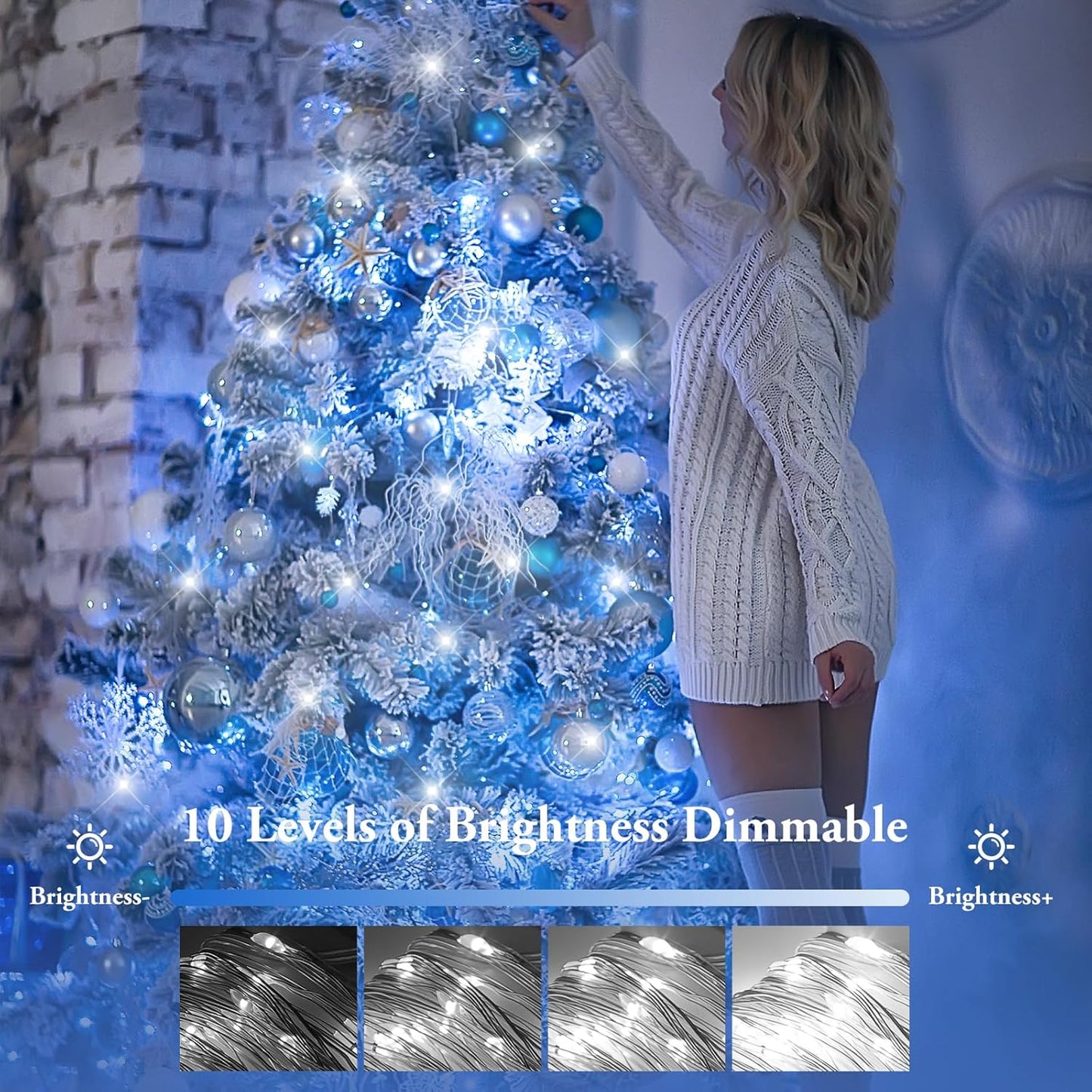 2 Pack 100 LED Fairy Lights Battery Operated with Timer & Remote, 33FT Waterproof Twinkle Lights Indoor Outdoor, Fairy String lights for Bedroom Classroom DIY Wedding Christmas Decorations, Cool White