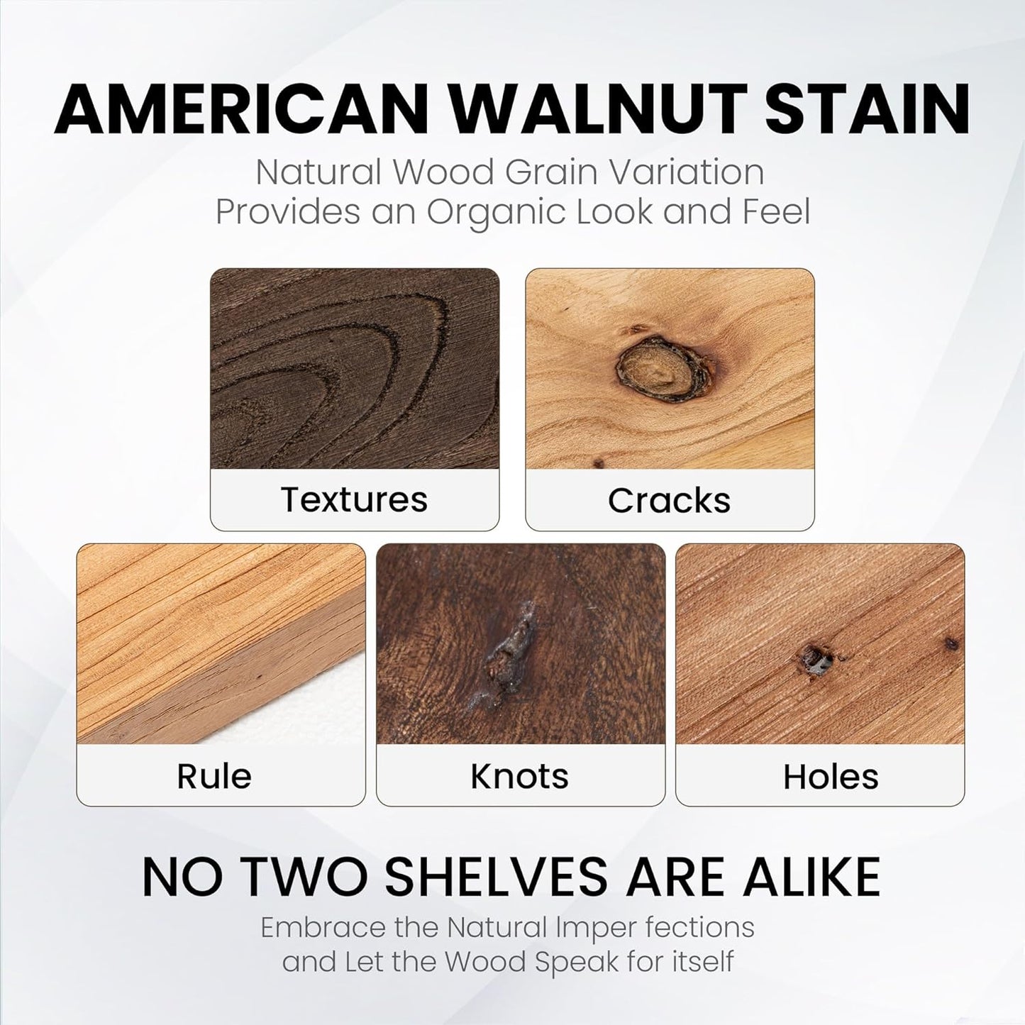 Fun Memories Wood Floating Shelves for Wall, 48 Inch Floating Shelves Wall Mounted, Rustic Elm Wood Shelf for Home Decor, Heavy-Duty Storage Shelves for Living Room, Bathroom, Kitchen, Natural Finish