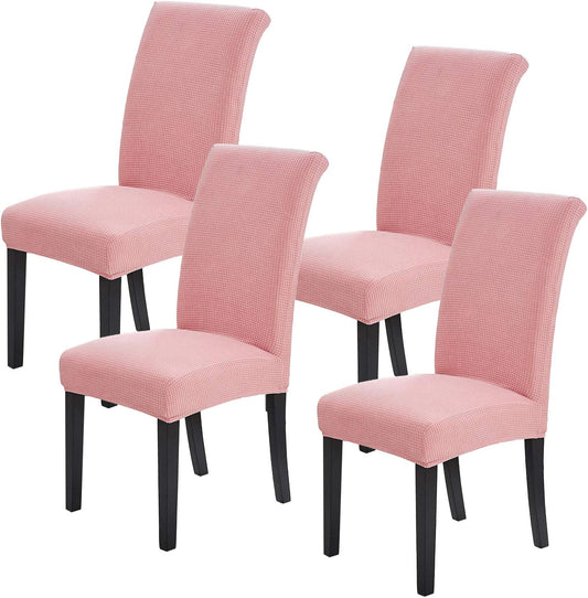 Joccun Chair Covers for Dining Room Set of 4, Dining Chair Slipcovers Stretch Dining Room Chair Covers Seat Protector,Washable Parsons Chair Cover for Home,Banquet(Dusty Pink,4 Pack)