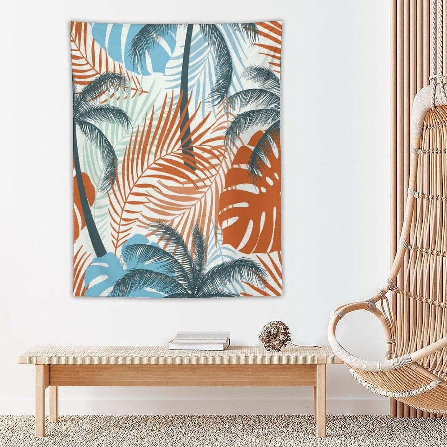 ICMOLYYENLO Palm Leaf Tapestry Wall Hanging, Tropical Leaves Plant Jungle Green Hawaiian Art Home Decor for Guest Bedroom Living Room Dormitory 30" x40