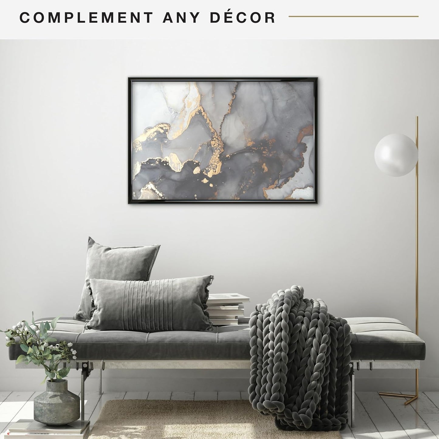 MCS Trendsetter 22.75x34 Poster Frame Black High-Gloss, Vertical & Horizontal Wall Hanging Large Picture Frame for Photos, Posters & Art Prints (1-Pack)