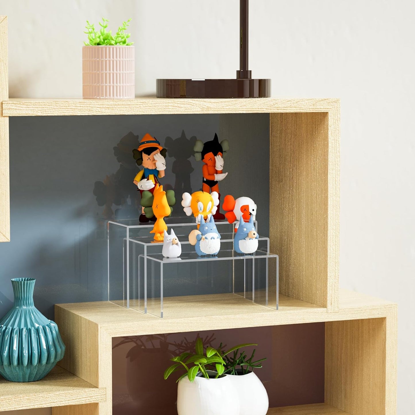 9x9.5x10 Inch Clear Display Risers Shelf 3pcs, Countertop Rectangular Acrylic Display Stands for Funko Pop Figure, Bags, Collectibles