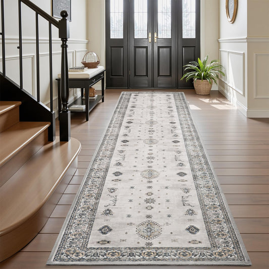 AMOAMI Vintage 2X10 Runner Rug Non Slip Soft Runners for Hallways Washable Hallway Runner Rug Bedside Rugs for Bedroom Long for Hallways Entryway Laundry Room Stair Kitchen Bathroom