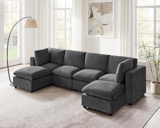 Modular Sectional Sofa, Convertible Sofa Couch Modular Sofa with Ottoman, Sectional Sofas for Living Room Small Apartments