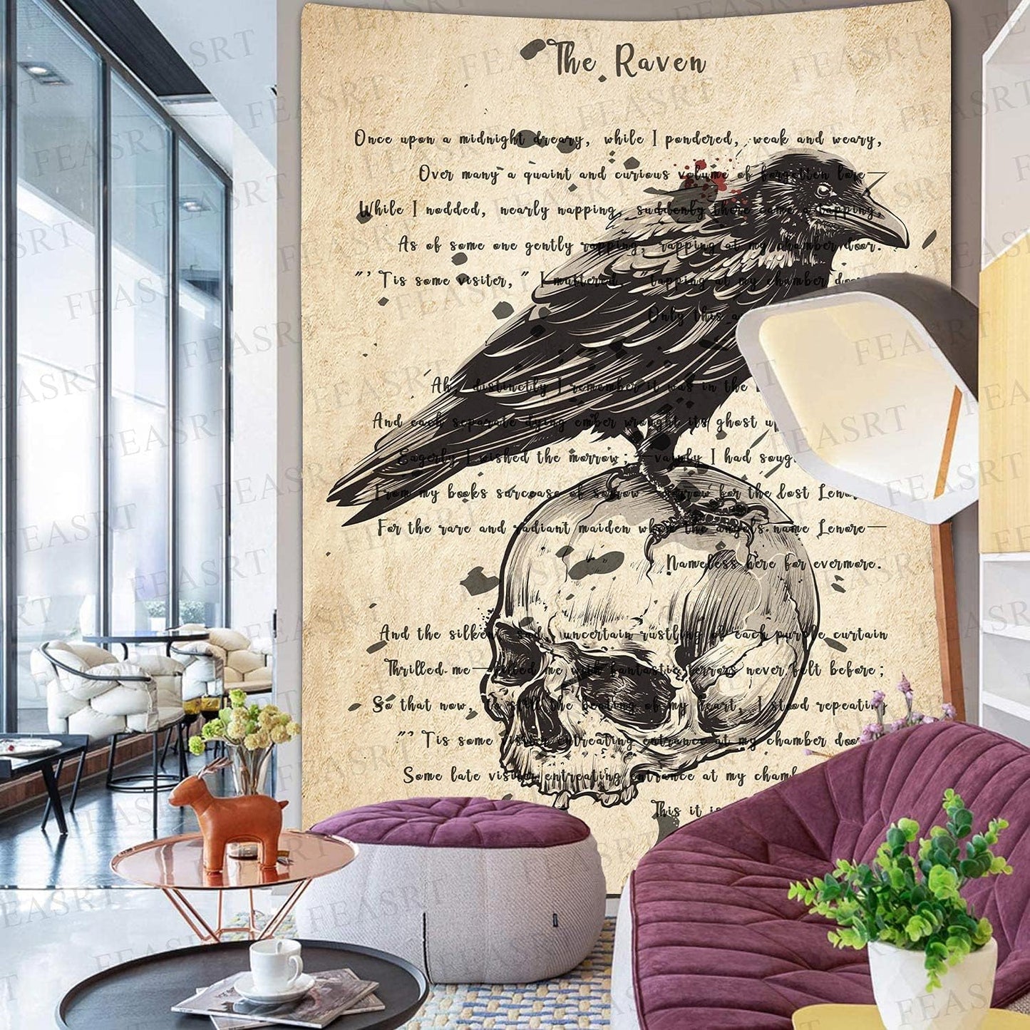 The Raven Wall Tapestry Predator Viking Crow Art Tapestry Ancient Hymn Art Wall Hanging Tapestries 71x93 Inches for Home Living Room Bedroom Dorm GTQQAY1545