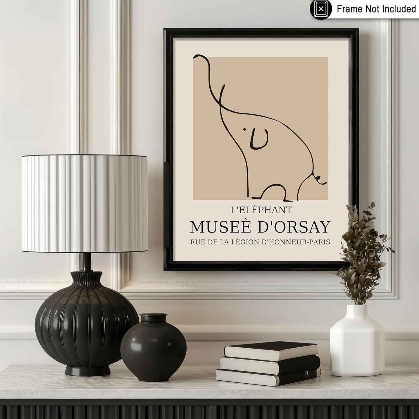 Poster Master Vintage Poster - Retro Elephant Print - Line Drawing Art - Sketch Wall Art - Gift for Boys & Girls - Cute Wall Decor for Bedroom, Kid's Room or Nursery - 11x14 UNFRAMED Wall Art