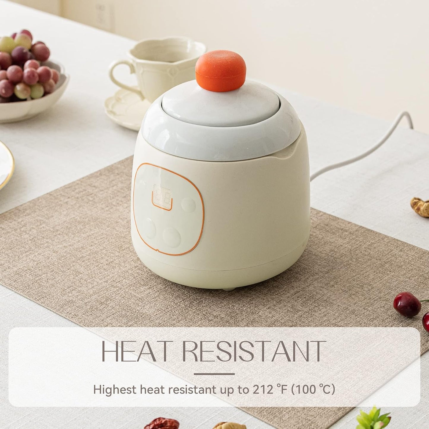 Romanstile Vinyl Placemats Set of 12-12 X 18 Inch - Heat Resistant Place Mats 100% Waterproof Oilproof Wipeable Reversible Faux Leather Table Mats for Kitchen/Dining/Party/Outdoor, Khaki