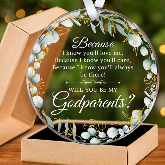 HEXMOZ Godparents Proposal Gift - Will You Be My Godparents Ornament - Godparent Gifts for Baptism, Catholic Godparent Ornament, Present from Godchild - Acrylic Christmas Ornaments 2025