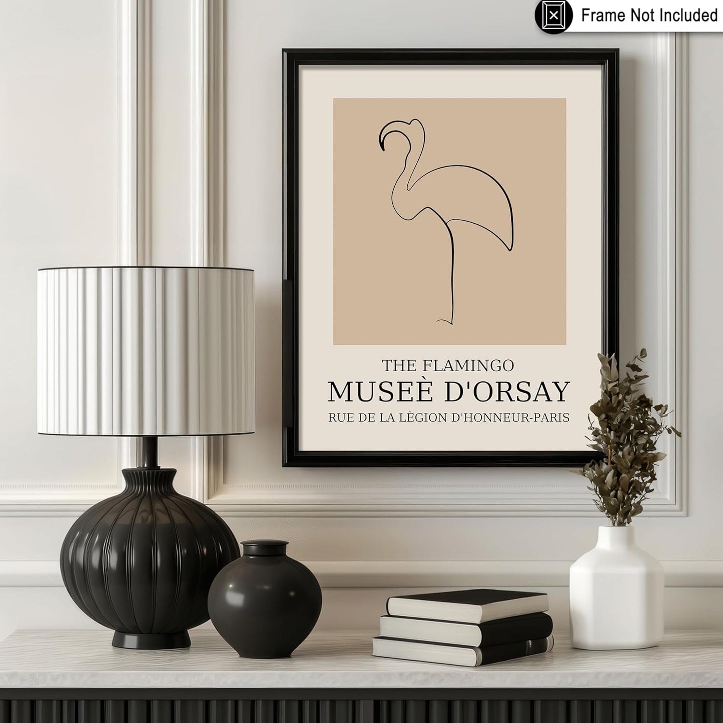 Poster Master Vintage Poster - Retro Minimalist Print - Gift for Artist, Housewarming - Flamingo, Line Drawing, Sketch, Abstract - Wall Decor for Living Room, Bedroom, 24x32 Unframed Wall Art