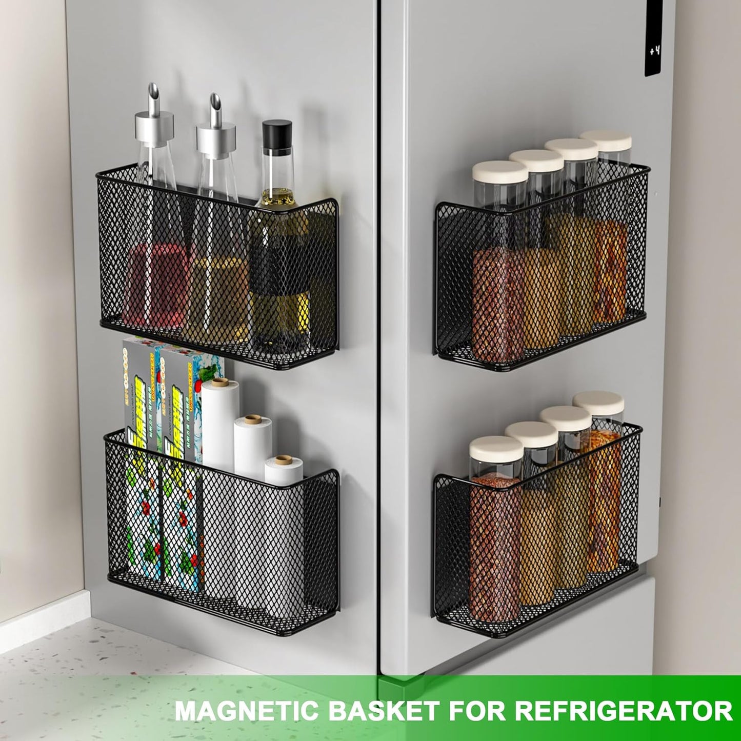 Magnetic Baskets Shelf Bins Organizer Holder Storage Rack Containers for Fridge, Whiteboard, Locker - Home Kitchen Laundry Office School
